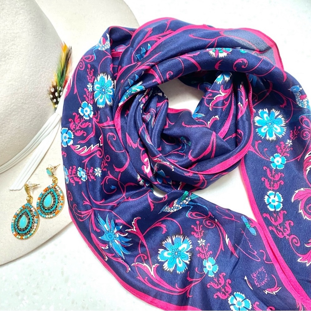 💫HP💫 SILK scarf/wrap w floral/prairie/country vibe - Picture 3 of 5